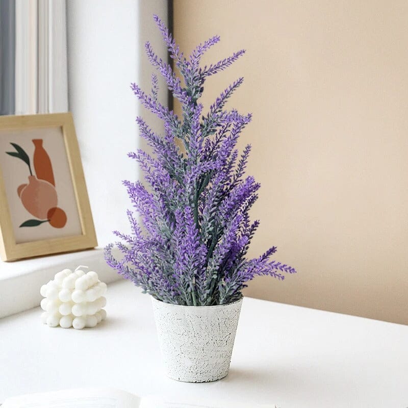 Fleur Lavande Artificielle En Pot Bois - Décoration Intérieure Réaliste Et élégante