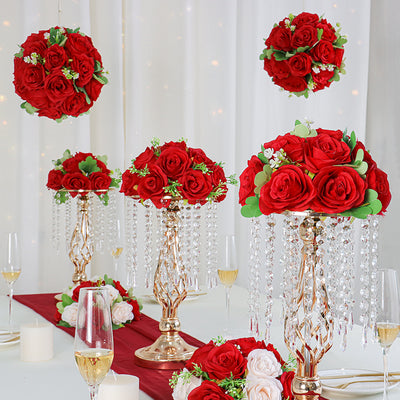 Boule Fleur Artificielle Mariage avec rose rouge
