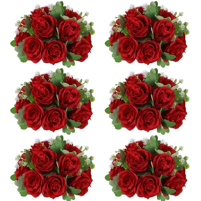 Boule Fleur Artificielle Mariage rose rouge