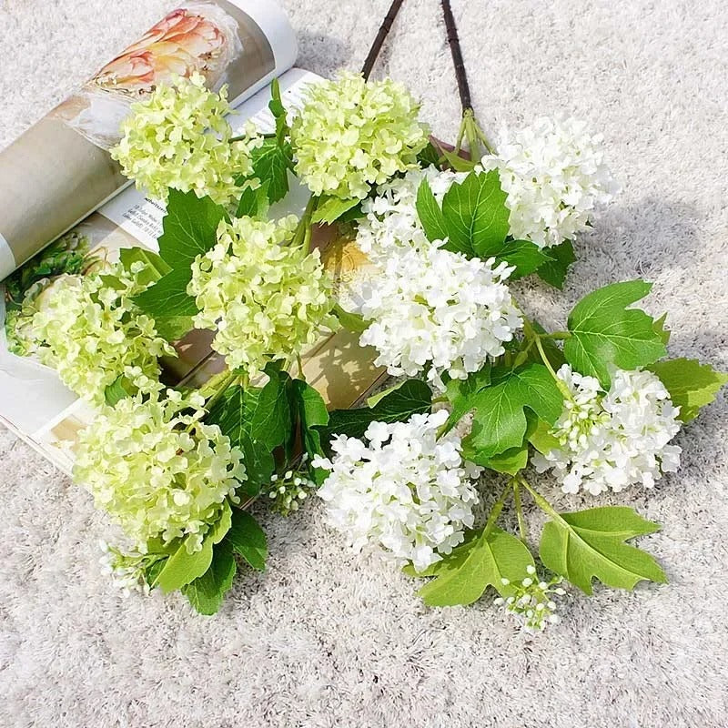 Hortensia Artificiel Vert et Blanc Haut de Gamme