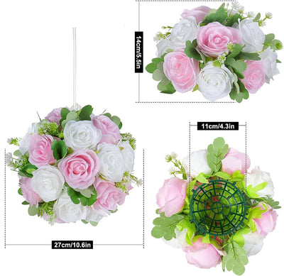 Boule Fleur Artificielle Mariage rose blanche et rose