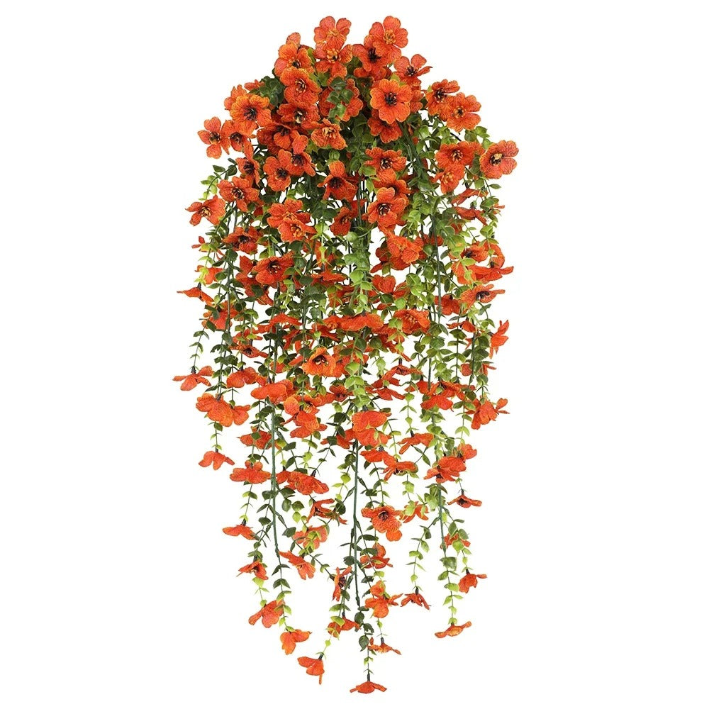 Suspension Fleurie Artificielle Orange