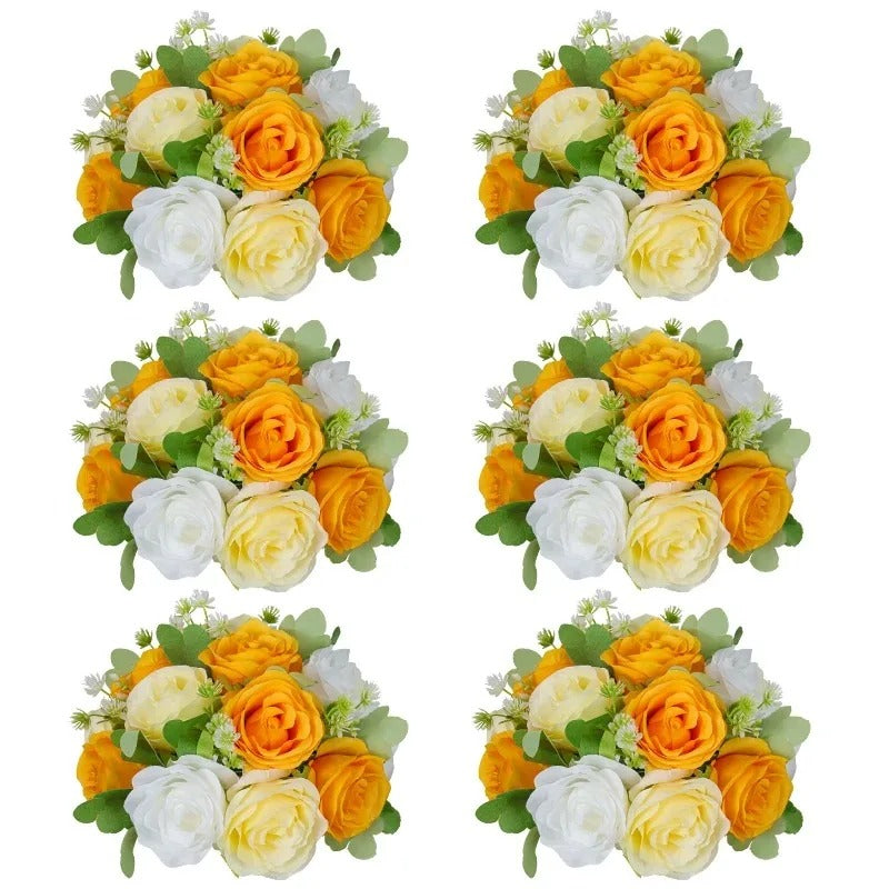 Boule Fleur Artificielle Mariage rose orange et blanche