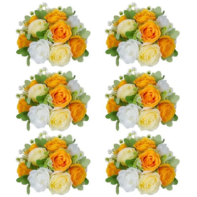 Boule Fleur Artificielle Mariage rose orange et blanche