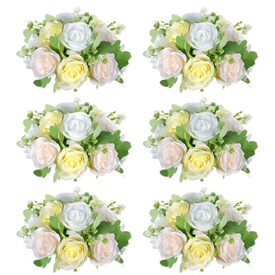 Boule Fleur Artificielle Mariage rose blanche et jaune
