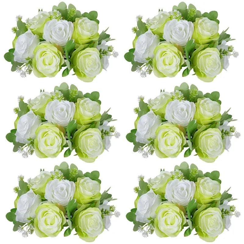 Boule Fleur Artificielle Mariage rose verte et blanche