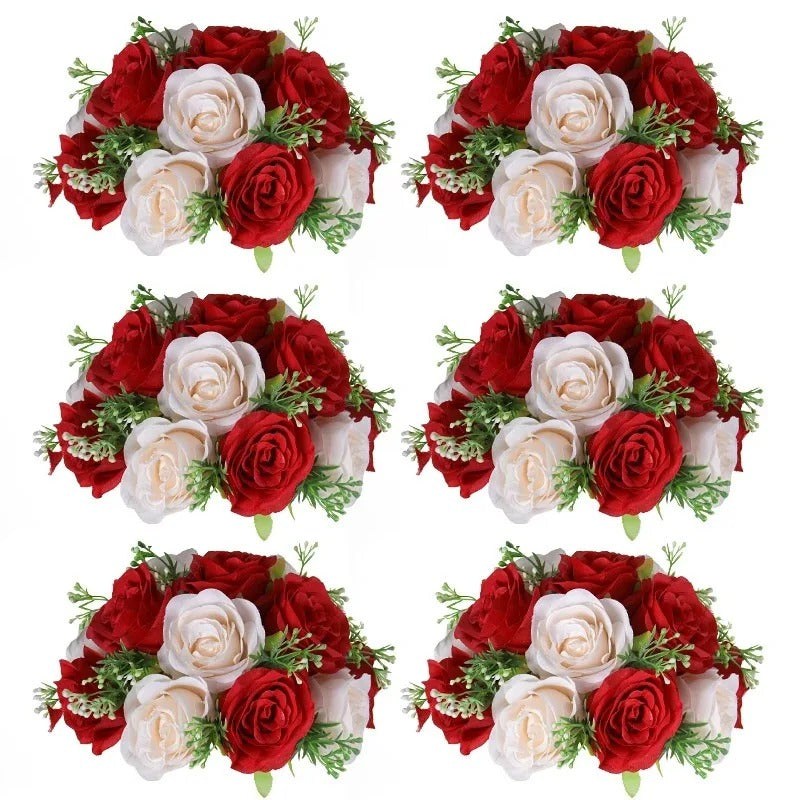 Boule Fleur Artificielle Mariage rose blanche et rouge