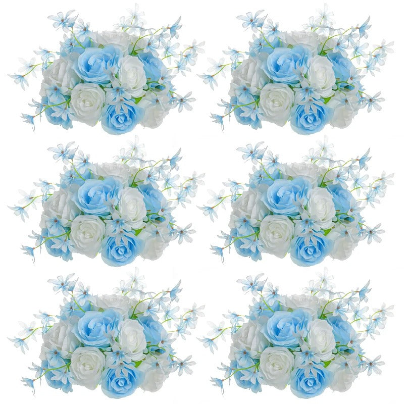 Boule Fleur Artificielle Mariage rose bleu ciel et blanche