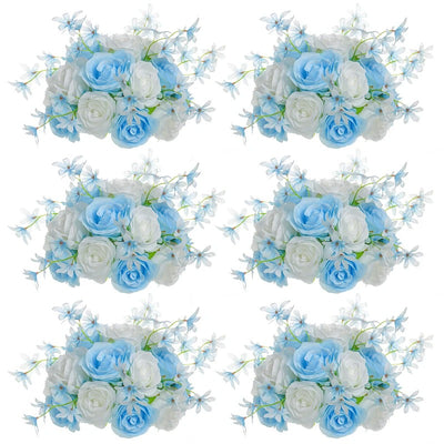 Boule Fleur Artificielle Mariage rose bleu ciel et blanche