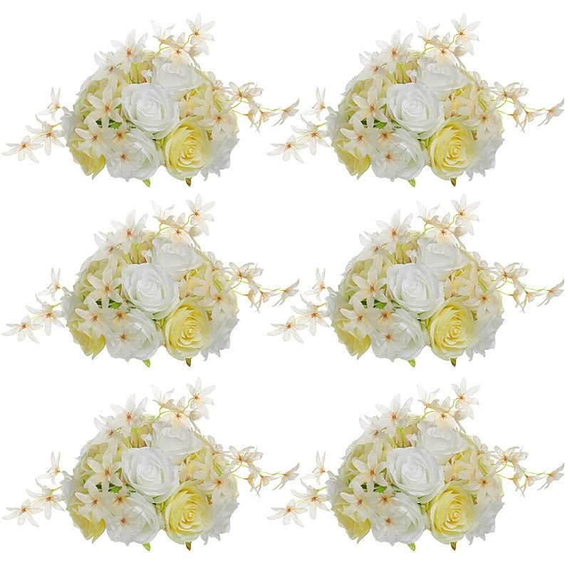 Boule Fleur Artificielle Mariage rose or et blanche