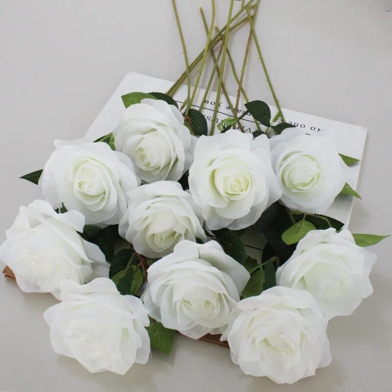 Bouquet de roses blanches artificielles