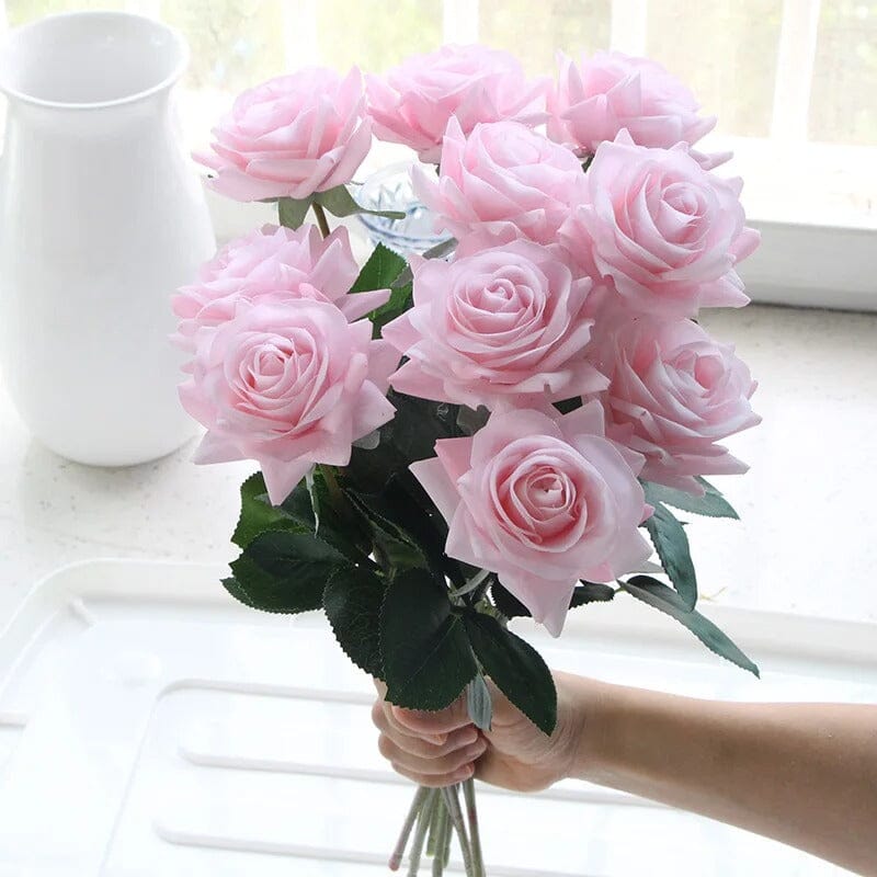 Bouquet de Rose Artificielle Rose Réaliste (Par 15) - 42 cm