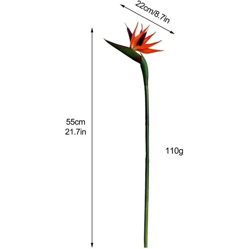 Bouquet Strelitzia Artificielle - 6 Fleurs et 2 Feuilles
