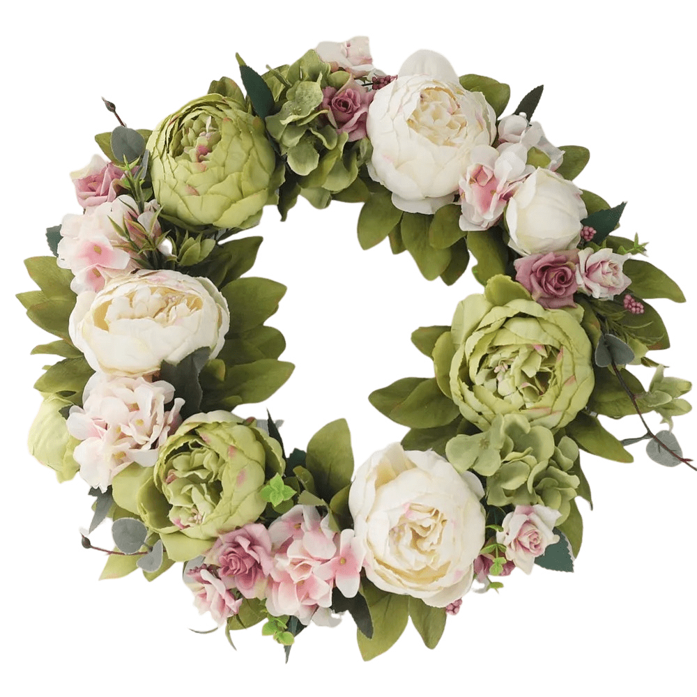 Couronne Artificielle de Pivoines et Hortensias