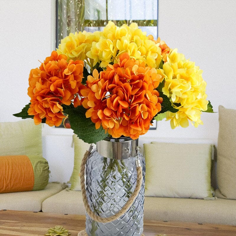 Bouquet De 12 Hortensias Artificiels JOZMMZEOOA - Fleurs Fausses En Soie - Décoration Maison & Mariage